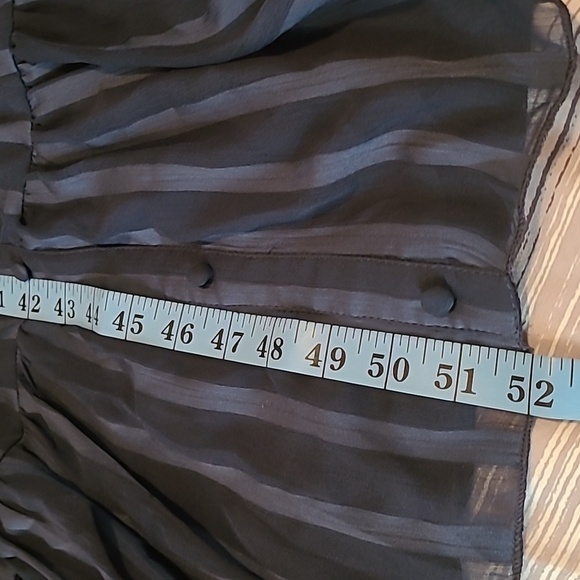 ASOS Curve Maternity Sz 12 Navy Satin Chiffon Sheer Striped Ruffles Midi Dress - Picture 15 of 16